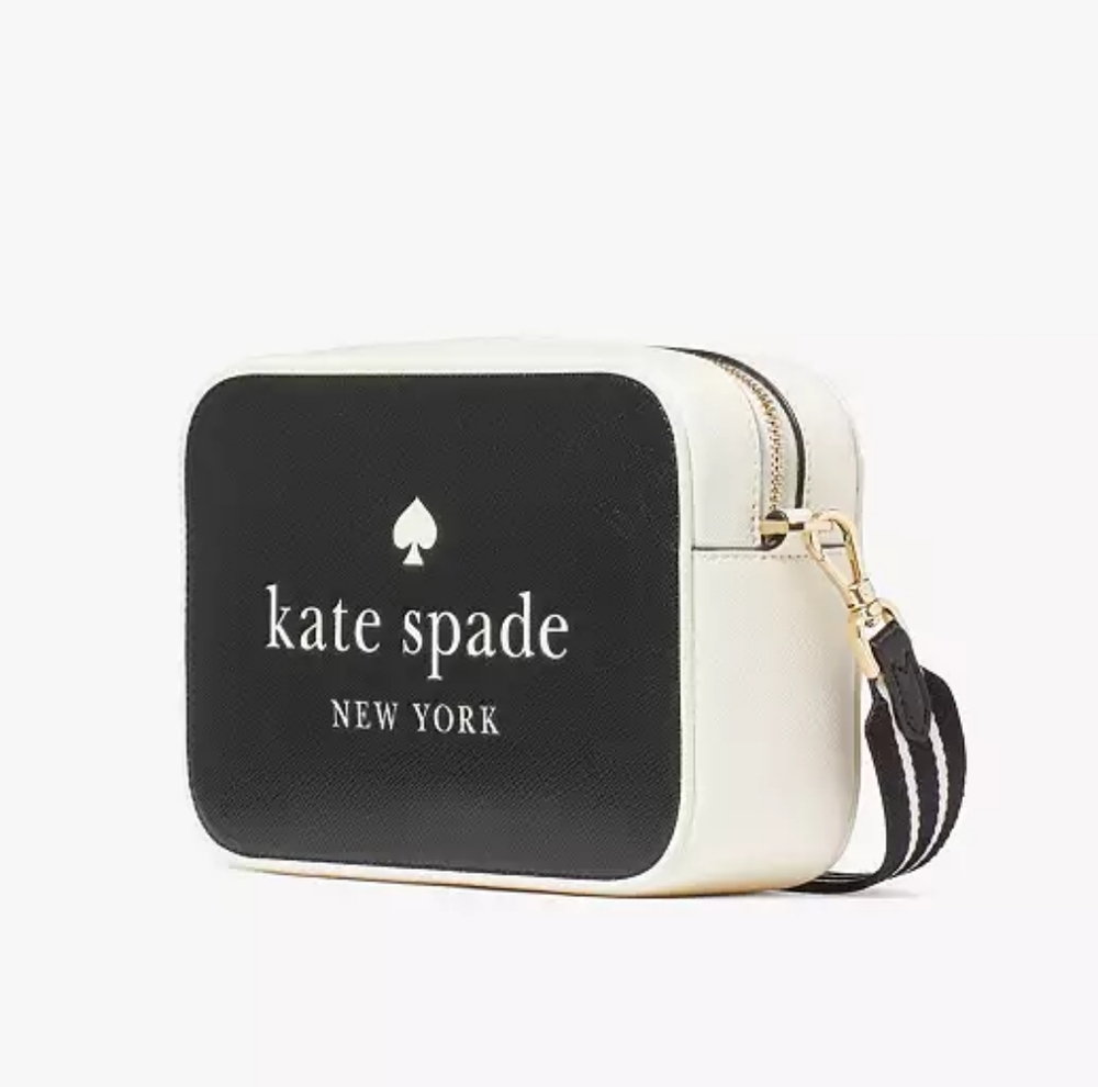 Kate Spade Black White Logo Camera Crossbody Bag Gold Hardware NWT - Picture 4 of 5